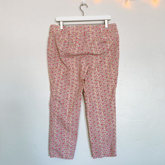 LOFT Marisa Fit Riviera Pant Cream and Pink Patterned size 8 - Picture 2 of 5